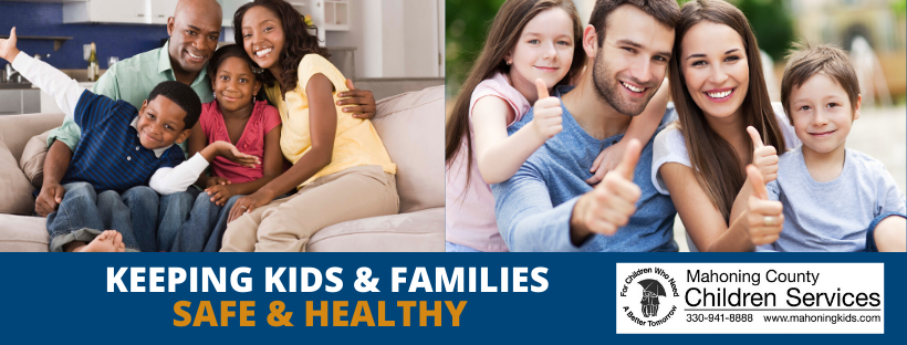 KEEPING KIDS SAFE & HEALTHY BLUE BACKGROUND